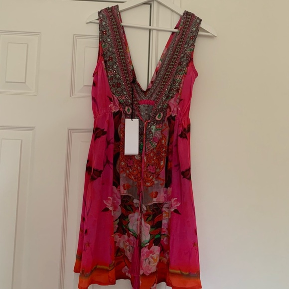 SHAHIDA PARIDES Floral embellished mini dress SILK  M - Picture 4 of 16